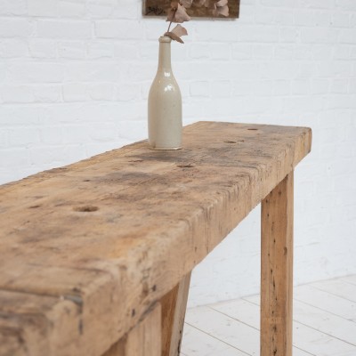 Primitive elm console table, 1900