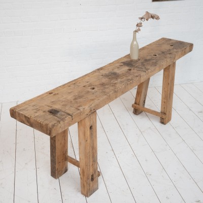 Primitive elm console table, 1900