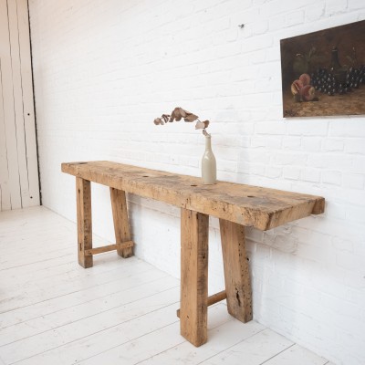 Primitive elm console table, 1900