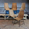 Série de 5 chaises vintage en rotin
