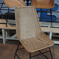 Série de 5 chaises vintage en rotin 1960