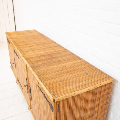 Vintage bamboo sideboard by Audoux Minet, 1950