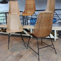 Set of 5 vintage rattan chairs