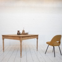 Rare square elm farm table, early 20th century