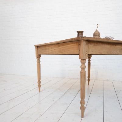 Rare square elm farm table, early 20th century