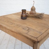 Rare square elm farm table, early 20th century