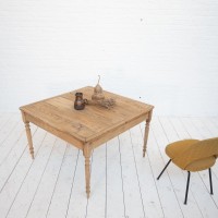 Rare square elm farm table, early 20th century