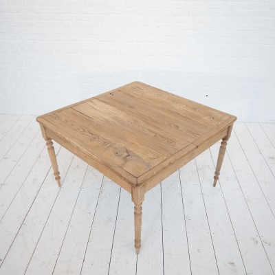 Rare square elm farm table, early 20th century