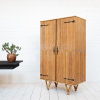 French bamboo wardrobe by Audoux Minet, 1950