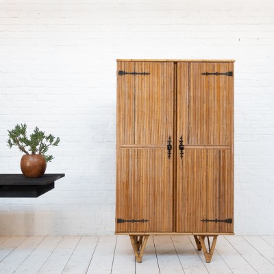 Armoire / Penderie en bambou par Audoux Minet, 1950