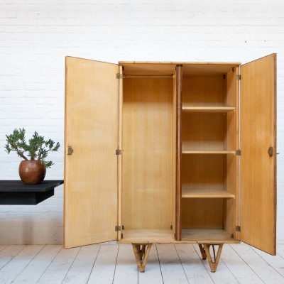 French bamboo wardrobe by Audoux Minet, 1950