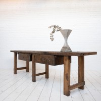 Impressive oak work table, 19th century