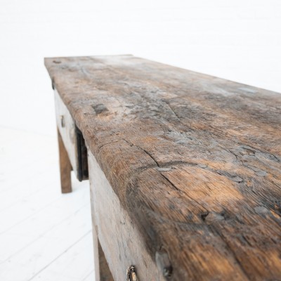 Impressive oak work table, 19th century