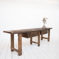 Impressive oak work table, 19th century