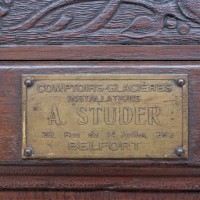 Antique oak and stone counter, 1900