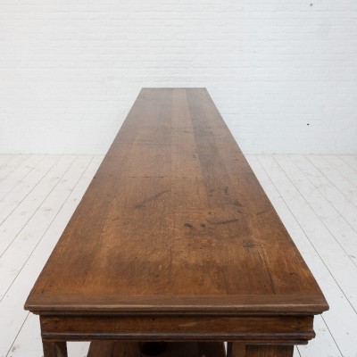 Exceptional oak haberdashery drapery  table, 1930