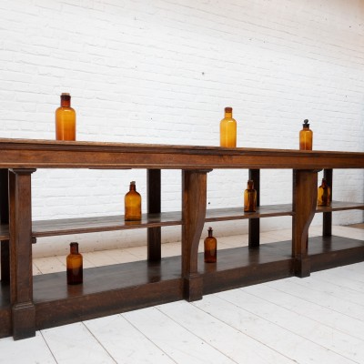 Exceptional oak haberdashery drapery  table, 1930