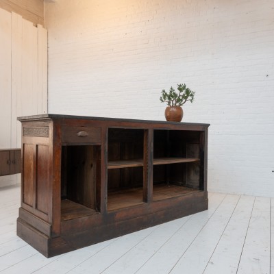 Antique oak and stone counter, 1900