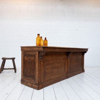 French antique oak and marble counter, 1930