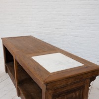 French antique oak and marble counter, 1930