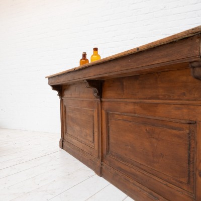 French antique oak and marble counter, 1930