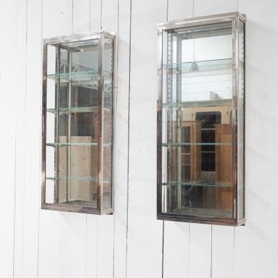 French Pair of nickel-plated brass display cabinets, 1930