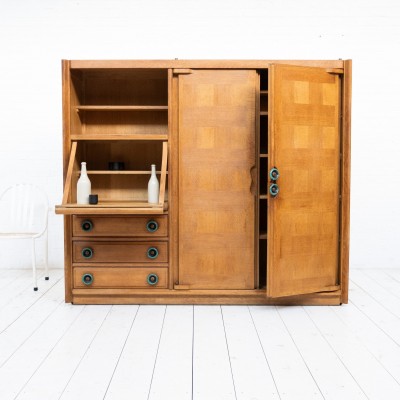 GUILLERME et CHAMBRON french oak cabinet 1950s