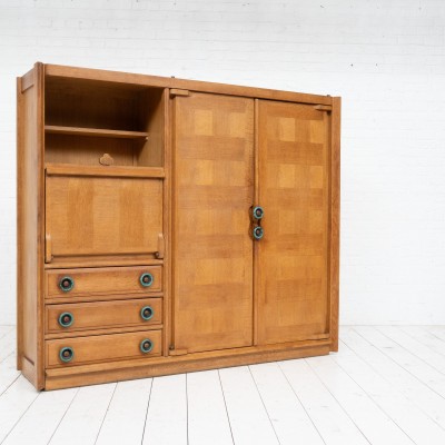 GUILLERME et CHAMBRON french oak cabinet 1950s