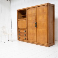 GUILLERME et CHAMBRON french oak cabinet 1950s