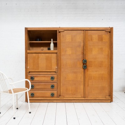 GUILLERME et CHAMBRON french oak cabinet 1950s