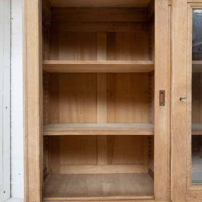 Antique oak bookcase with sliding doors, 1930