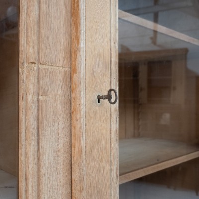 Antique oak bookcase with sliding doors, 1930