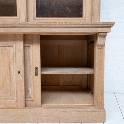 Antique oak bookcase with sliding doors, 1930