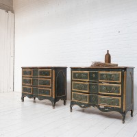 Set of painted wood crossbow chests of drawers, early 20th century