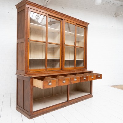 Antique beech bookcase with sliding doors, 1940