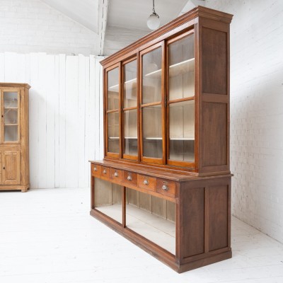 Antique beech bookcase with sliding doors, 1940