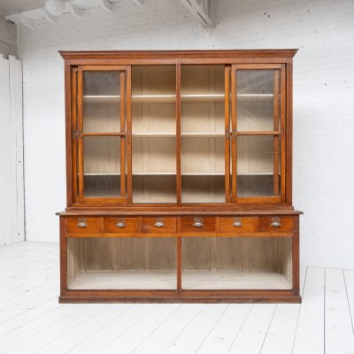 Antique beech bookcase with sliding doors, 1940