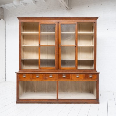 Antique beech bookcase with sliding doors, 1940