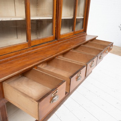 Antique beech bookcase with sliding doors, 1940