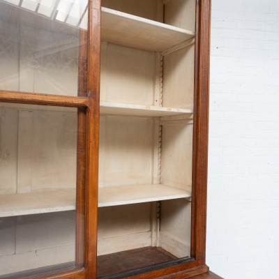 Antique beech bookcase with sliding doors, 1940