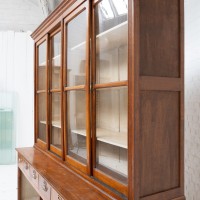 Antique beech bookcase with sliding doors, 1940