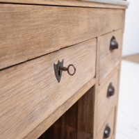 Antique Art Deco oak and marble counter