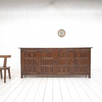 Spanish brutalist sideboard in oak and elm