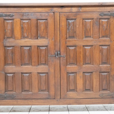 Spanish brutalist sideboard in oak and elm