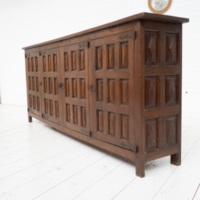 Spanish brutalist sideboard in oak and elm