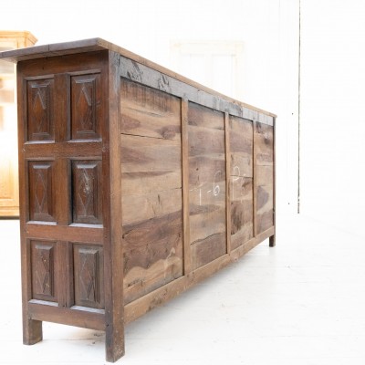 Spanish brutalist sideboard in oak and elm