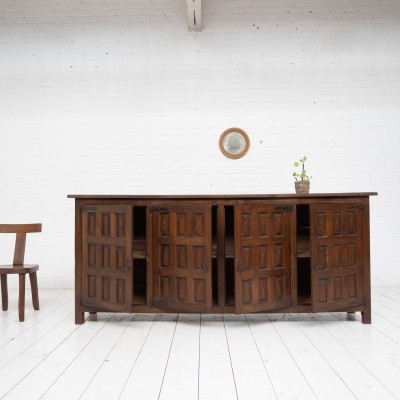 Spanish brutalist sideboard in oak and elm