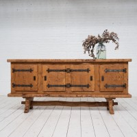 French elm primitive sideboard Circa 1970 style Alexandre NOLL