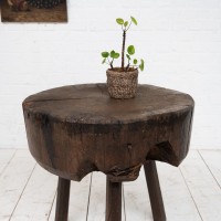 Brutalist wooden side table, 19th century