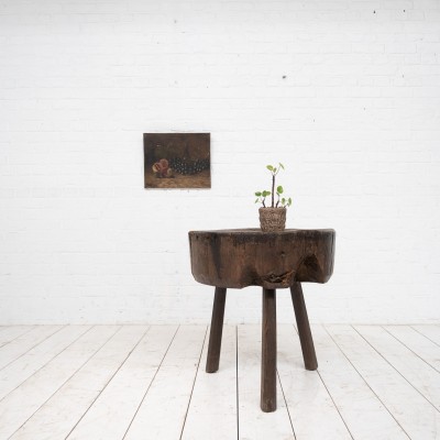 Brutalist wooden side table, 19th century